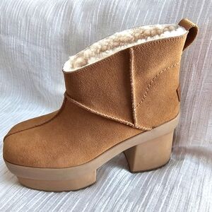 UGG New Heights Platform Mini Chestnut Boots Womens Size 9.5 S/N 1157910 NEW